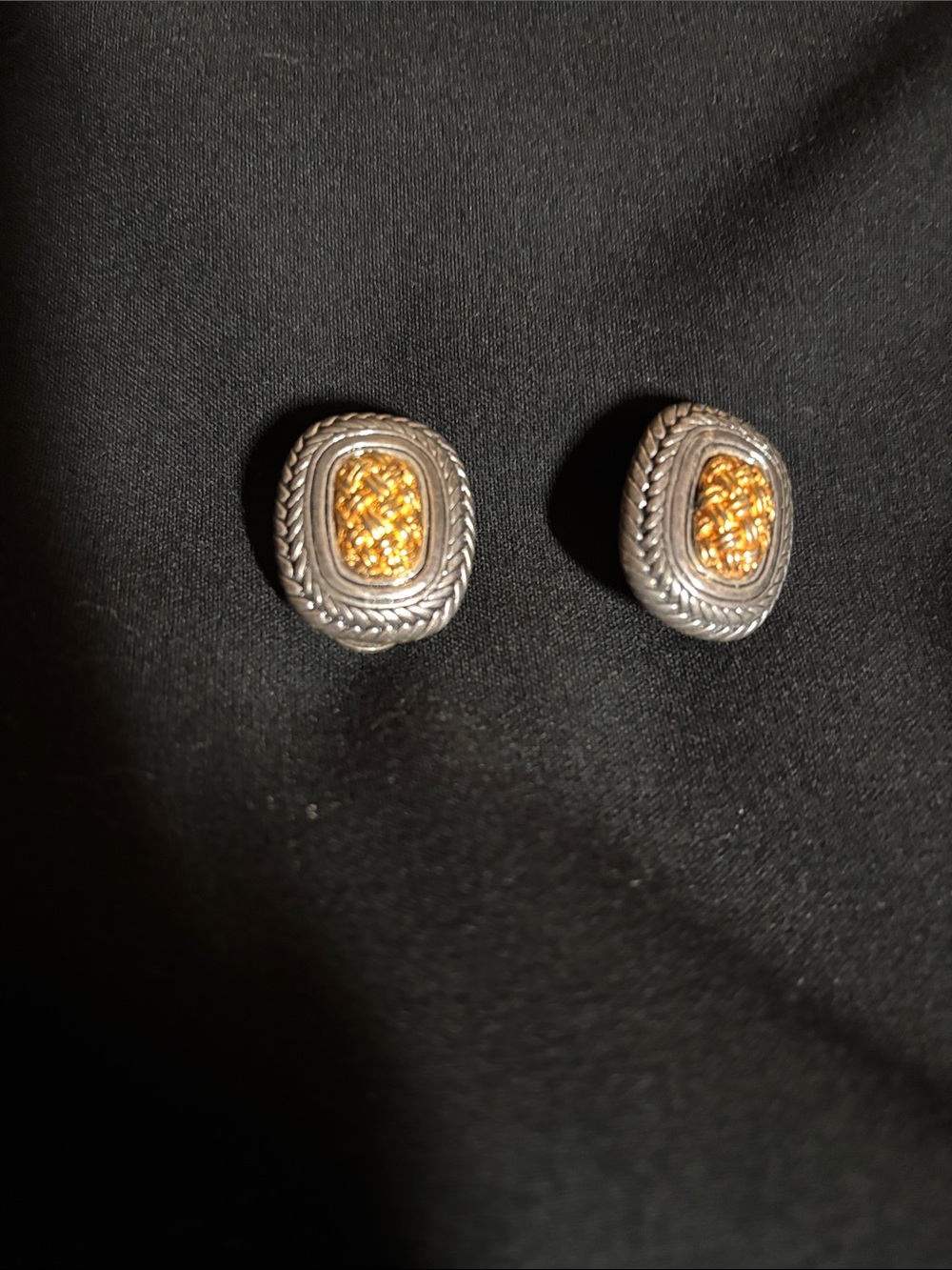 Vintage-Inspired Gold and Black Rope Button Earrings